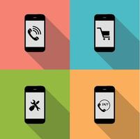 Concept on Different Mobile Phote Icons. Vector Illustration