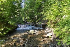 Cascading waterfall of a mountain stream in the Carpathians