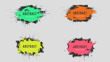 Set Of Abstract Colorful Frame Grunge Splash Paint In Black Design Template vector