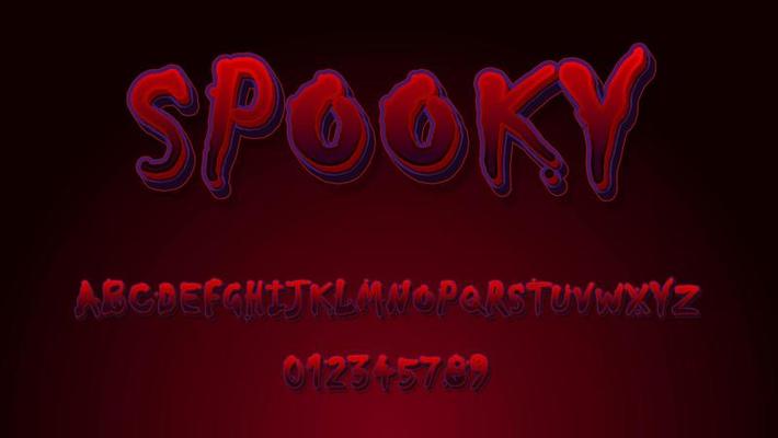 Graphic Style Font Effect, Abstract 3d Gradient Red Word Spooky Editable Text Effect Design Template