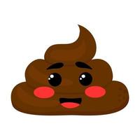 Kawaii poop on white background. vector