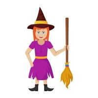 Witch With Broom vector