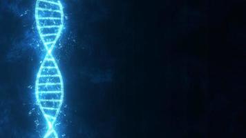 DNA transmission glowing rotating 3D animation on dark blue background. video