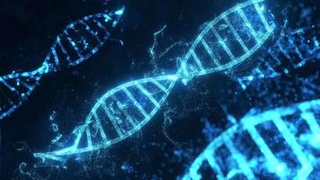 DNA-Übertragung leuchtende rotierende 3D-Animation auf dunkelblauem Hintergrund. video