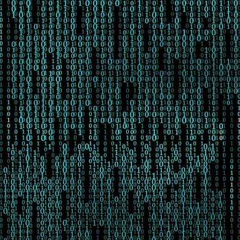 Binary code zero one matrix black background. banner, pattern, wallpaper. Matrix. Vector illustration