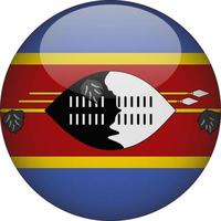 Eswatini 3D Rounded National Flag Button Icon Illustration vector