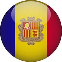 Andorra 3D Rounded National Flag Button Icon Illustration vector