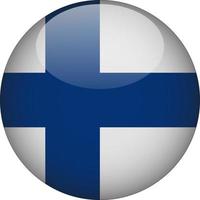 Finland 3D Rounded National Flag Button Icon Illustration vector