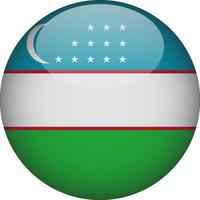 Uzbekistan 3D Rounded National Flag Button Icon vector