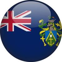 Pitcairn Islands 3D Rounded National Flag Button Icon vector