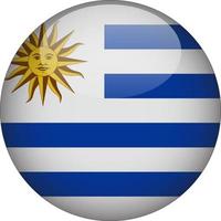 Uruguay 3D Rounded National Flag Button Icon vector