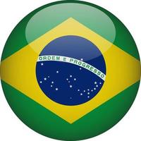 Brazil 3D Rounded National Flag Button Icon Illustration vector