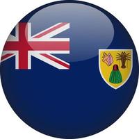 Turks and Caicos 3D Rounded National Flag Button Icon vector