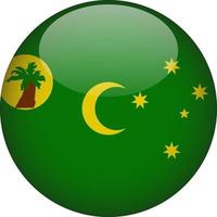 Cocos or Keeling Islands 3D Rounded National Flag Button Icon Illustration vector