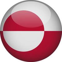 Greenland 3D Rounded National Flag Button Icon Illustration vector