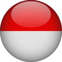Indonesia 3D Rounded National Flag Button Icon Illustration vector