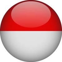 Indonesia 3D Rounded National Flag Button Icon Illustration vector