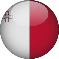 Malta 3D Rounded National Flag Button Icon Illustration vector