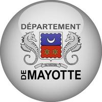 Mayotte 3D Rounded National Flag Button Icon Illustration vector