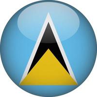 Saint Lucia 3D Rounded National Flag Button Icon vector