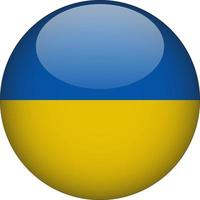 Ukraine 3D Rounded National Flag Button Icon vector