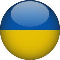 Ukraine 3D Rounded National Flag Button Icon vector