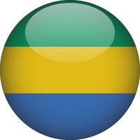 Gabon 3D Rounded National Flag Button Icon Illustration vector