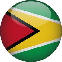 Guyana 3D Rounded National Flag Button Icon Illustration vector