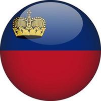 Liechtenstein 3D Rounded National Flag Button Icon Illustration vector