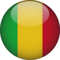 Mali 3D Rounded National Flag Button Icon Illustration vector