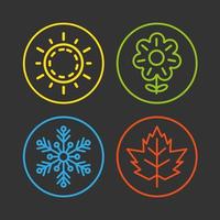 Set Collection of Four Seasons Icon - Summer, Spring, Winter and Autumn. vector