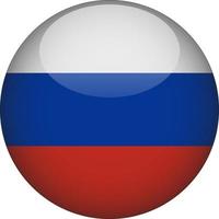 Russia 3D Rounded National Flag Button Icon vector