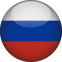 Russia 3D Rounded National Flag Button Icon vector