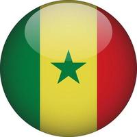 Senegal 3D Rounded National Flag Button Icon vector