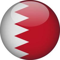 Bahrain 3D Rounded National Flag Button Icon Illustration vector