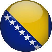 Bosnia and Herzegovina 3D Rounded National Flag Button Icon Illustration vector
