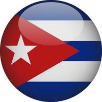 Cuba 3D Rounded National Flag Button Icon Illustration vector