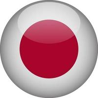 Japan 3D Rounded National Flag Button Icon Illustration vector