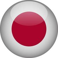 Japan 3D Rounded National Flag Button Icon Illustration vector