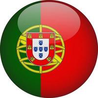 Portugal 3D Rounded National Flag Button Icon vector