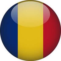 Romania 3D Rounded National Flag Button Icon vector