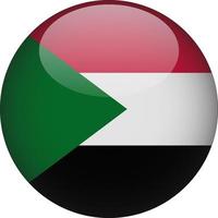 Sudan 3D Rounded National Flag Button Icon vector