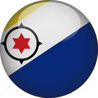 Bonaire 3D Rounded National Flag Button Icon Illustration vector