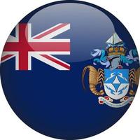 Tristan da Cunha 3D Rounded National Flag Button Icon vector