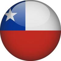 Chile 3D Rounded National Flag Button Icon Illustration vector