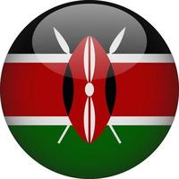 Kenya 3D Rounded National Flag Button Icon Illustration vector