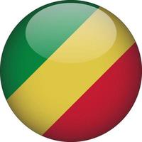 Congo 3D Rounded National Flag Button Icon Illustration vector