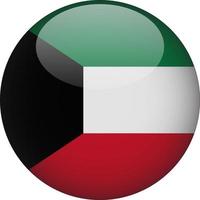 Kuwait 3D Rounded National Flag Button Icon Illustration vector