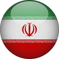 Iran 3D Rounded National Flag Button Icon Illustration vector