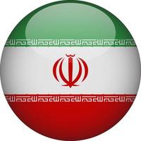 Iran 3D Rounded National Flag Button Icon Illustration vector